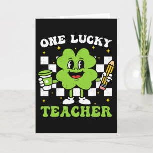 One Lucky Teacher St Patrick Day Shamrock Saint Pa Card