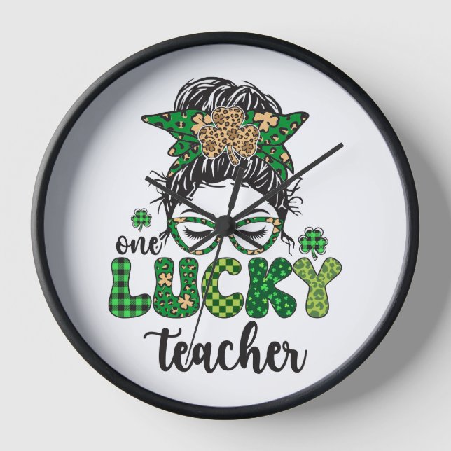 One Lucky Teacher - St. Patrick's Day  Clock (Front)