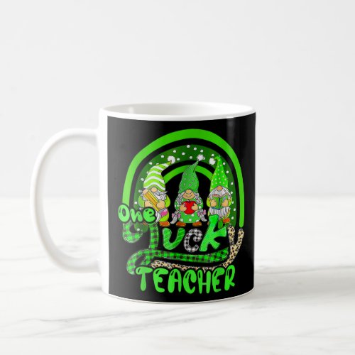 One Lucky Teacher St Patricks Day Irish Gnome  Coffee Mug