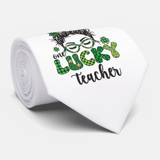 One Lucky Teacher - St. Patrick's Day  Neck Tie (Rolled)