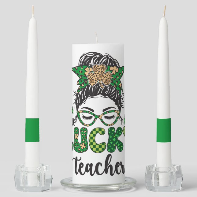 One Lucky Teacher - St. Patrick's Day  Unity Candle Set (Front)