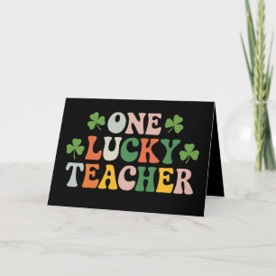 One Lucky Teacher Teaching Retro St Patrick's Day Letterpress Thank You Card