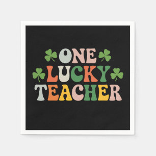 One Lucky Teacher Teaching Retro St Patrick's Day Napkins