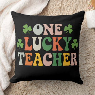 One Lucky Teacher Teaching Retro St Patrick's Day Throw Pillow