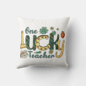 One Lucky Teacher Throw Pillow (Back)