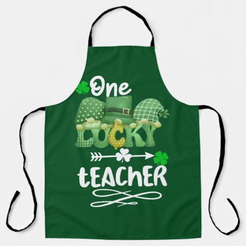 One Lucky teacher with gnomes Apron