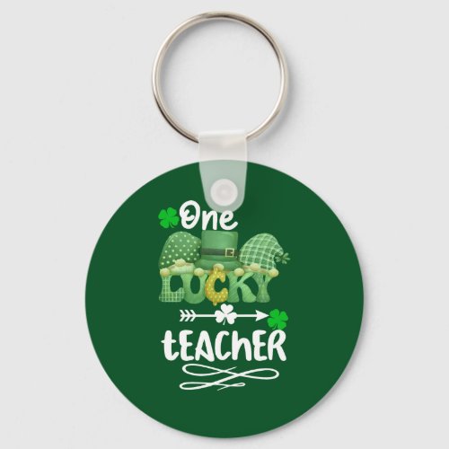 One Lucky teacher with gnomes Keychain