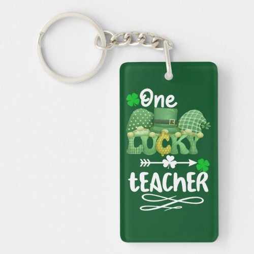 One Lucky teacher with gnomes Keychain