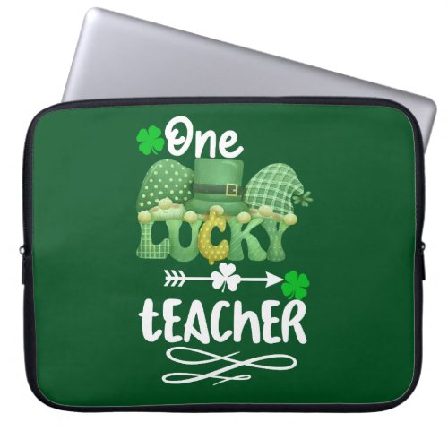 One Lucky teacher with gnomes Laptop Sleeve