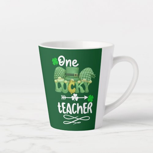 One Lucky teacher with gnomes Latte Mug