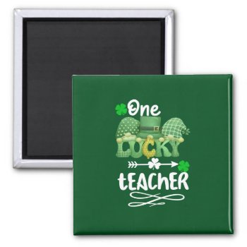 One Lucky Teacher With Gnomes  Magnet by A_Zee_Creations at Zazzle
