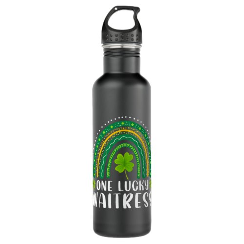 One Lucky Waitress Rainbow Saint Patricks Day Iris Stainless Steel Water Bottle