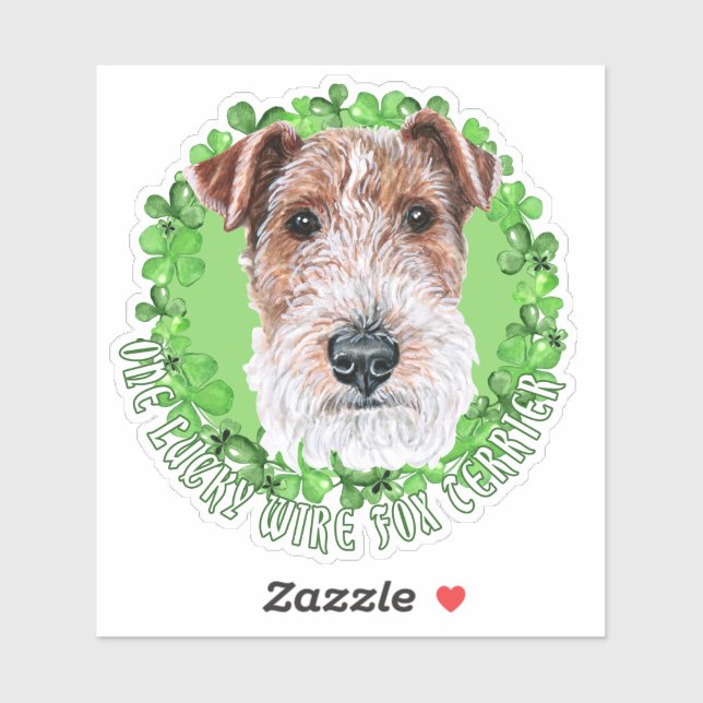 One Lucky Wire Fox Terrier Funny St. Patrick Dog  Sticker (Sheet)