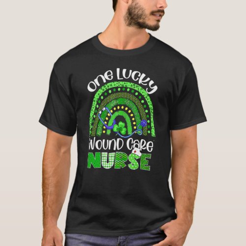 One Lucky Wound Care Nurse Stethoscope St Patrick  T_Shirt