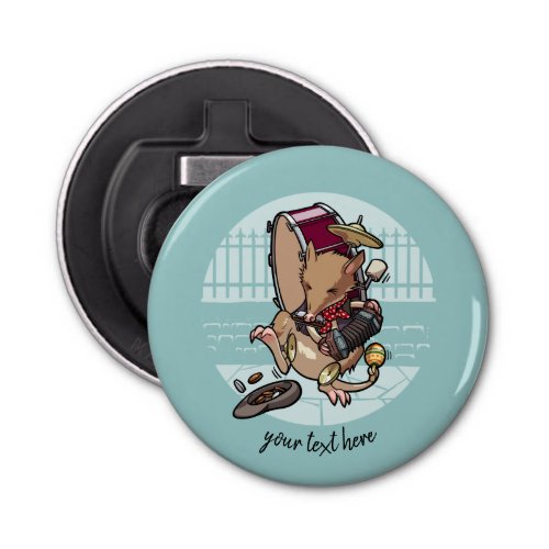 One Man Band Busker Cartoon Bandicoot Bottle Opener