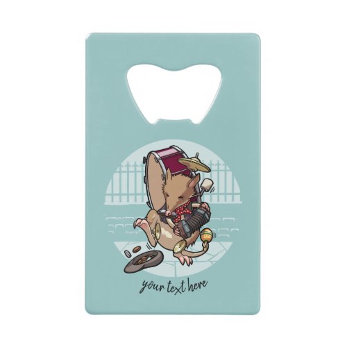 One Man Band Busker Cartoon Bandicoot Credit Card Bottle Opener