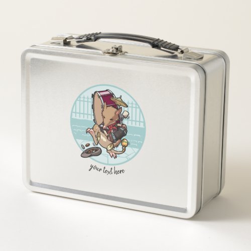 One Man Band Busking Cartoon Bandicoot Metal Lunch Box