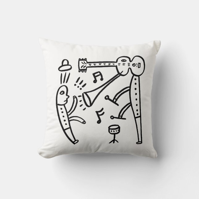 One Man Band Throw Pillow (Front)