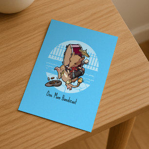 One Man Bandicoot Accordion And Drum Band Cartoon Postcard