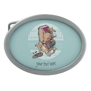 One Man Bandicoot Busking With Harmonica Cartoon Belt Buckle