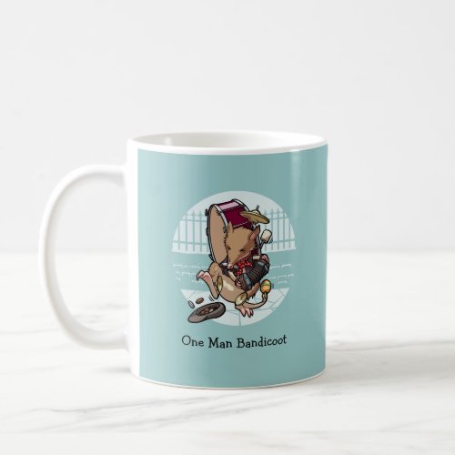 One Man Bandicoot Busking With Harmonica Cartoon Coffee Mug