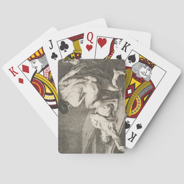One Man Lifting the Legs of Another Man Poker Cards (Back)