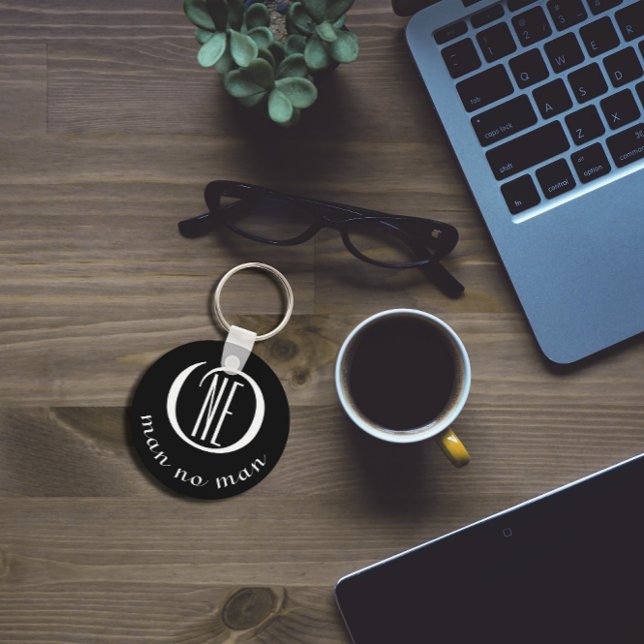 One man no man encouragement quote black keychain (Creator Uploaded)