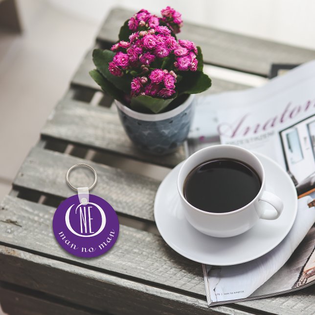 One man no man encouragement quote purple keychain (Creator Uploaded)