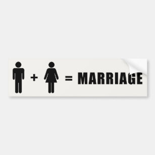 One Man Plus One Woman Equals Marriage Bumper Sticker