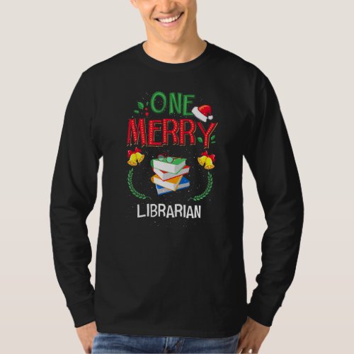 One Merry Librarian Book Reading Ugly Christmas Sw T_Shirt