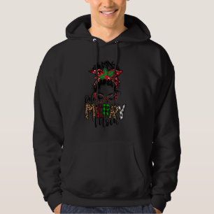 One Merry Mom Messy Bun Funny Mom Family Christmas Hoodie