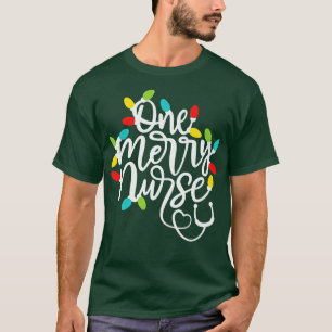One Merry Nurse Christmas Lights Santa's Favorite T-Shirt