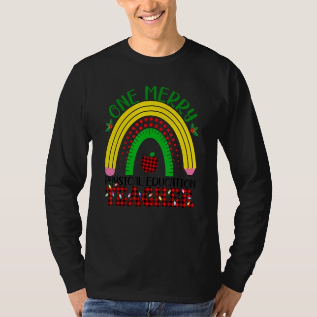 One Merry Physical Education Teacher Rainbow Leopa T-Shirt (Front)