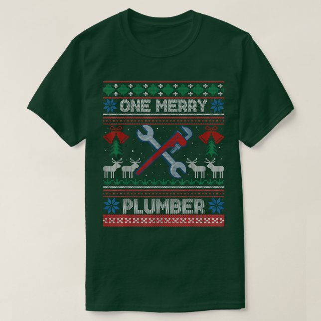 One Merry Plumber Plumbing Ugly Christmas Sweater  (Design Front)