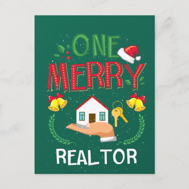 One Merry Realtor Real Estate Ugly Christmas Postcard (Front)