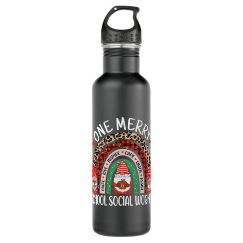 One Merry School Social Worker Gnomes Christmas So Stainless Steel Water Bottle