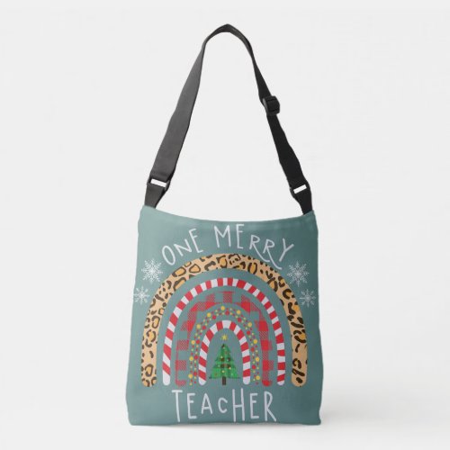 One Merry Teacher Christmas Crossbody Bag