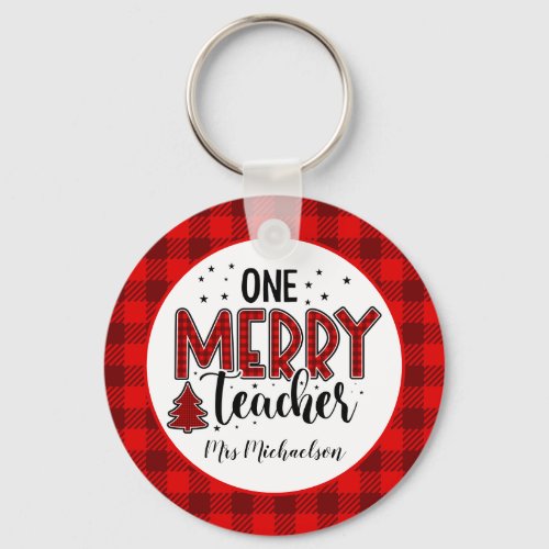 One Merry Teacher Christmas Sublimation Keychain