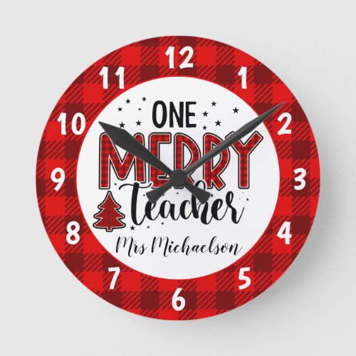 One Merry Teacher Christmas Sublimation Round Clock