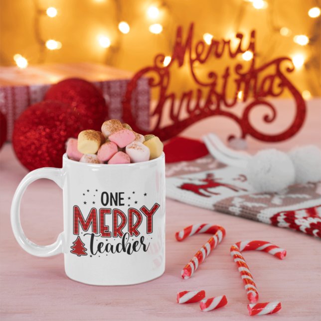 One Merry Teacher Personalized Christmas Coffee Mug (Creator Uploaded)