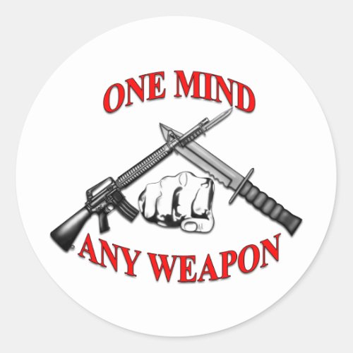 One Mind Any Weapon MCMAP Classic Round Sticker