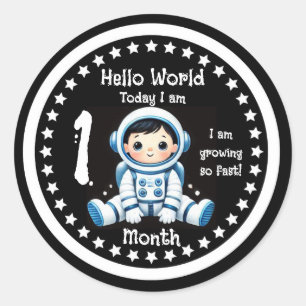 One month baby milestone Astronaut  Classic Round Sticker