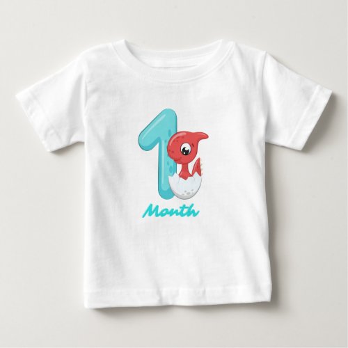 One Month cute dinosaur Baby T_Shirt
