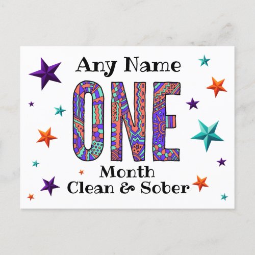 One Month or Year sobriety card personalized name