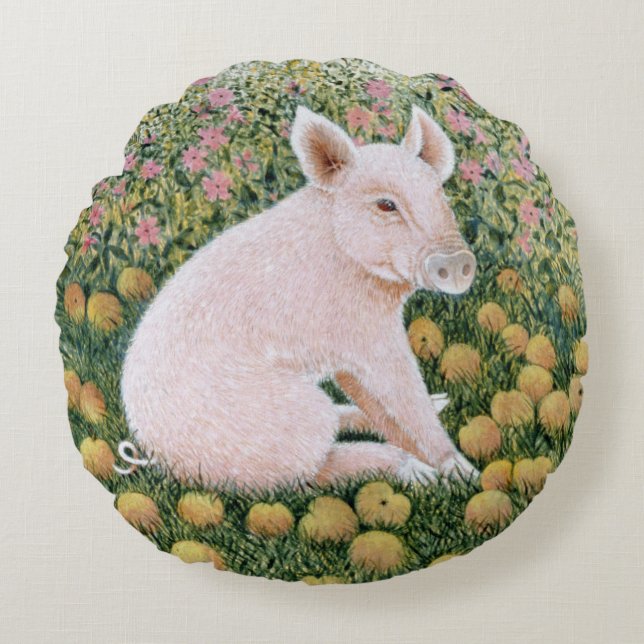 One More Apple Round Pillow (Front)