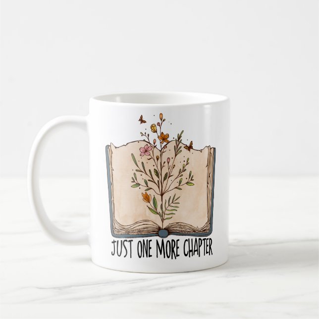 One more chapter book wild flowers butterfly  coffee mug (Left)