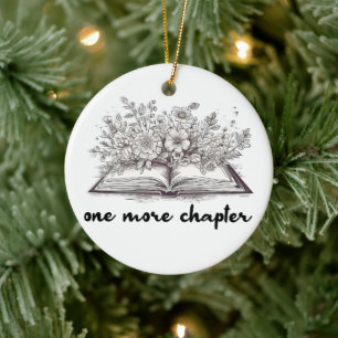 One More Chapter Book With Flowers  Ceramic Ornament