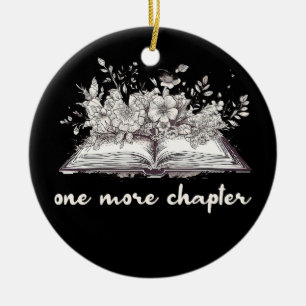 One More Chapter Book With Flowers  Ceramic Ornament