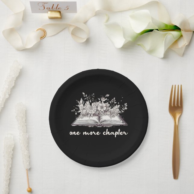 One More Chapter Book With Flowers  Paper Plates (Wedding)
