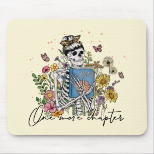 One More Chapter Floral Skeleton Mouse Pad